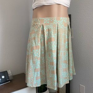 LuLaRoe Nicole Skirt Cream & Teal Aztec/Boho